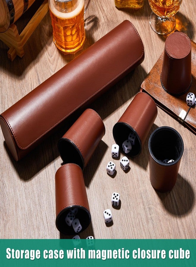 Liliful 2 Set Leather Dice Cups Include 10 Leather Game Cups, 50 Dice and 2 Storage Case with Magnetic Closure, Liars Game Gift for Party, Craps, Backgammon(Dark Brown) - Image 3
